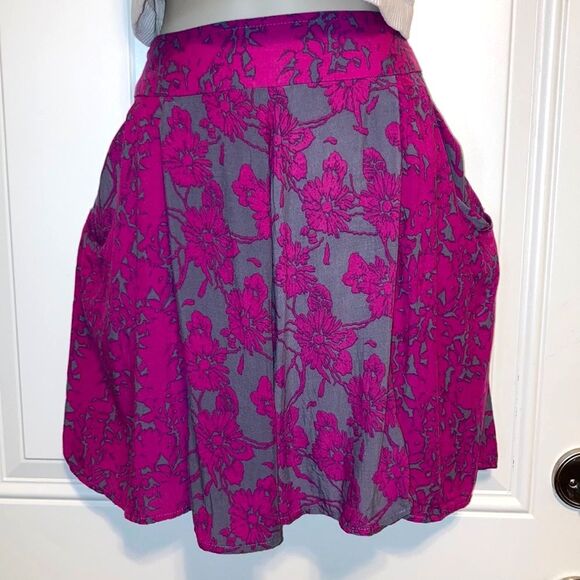 FREE PEOPLE Sheila High Rise Flowy Floral Culotte Fuschia Pink Shorts Womens 12 - Picture 5 of 16